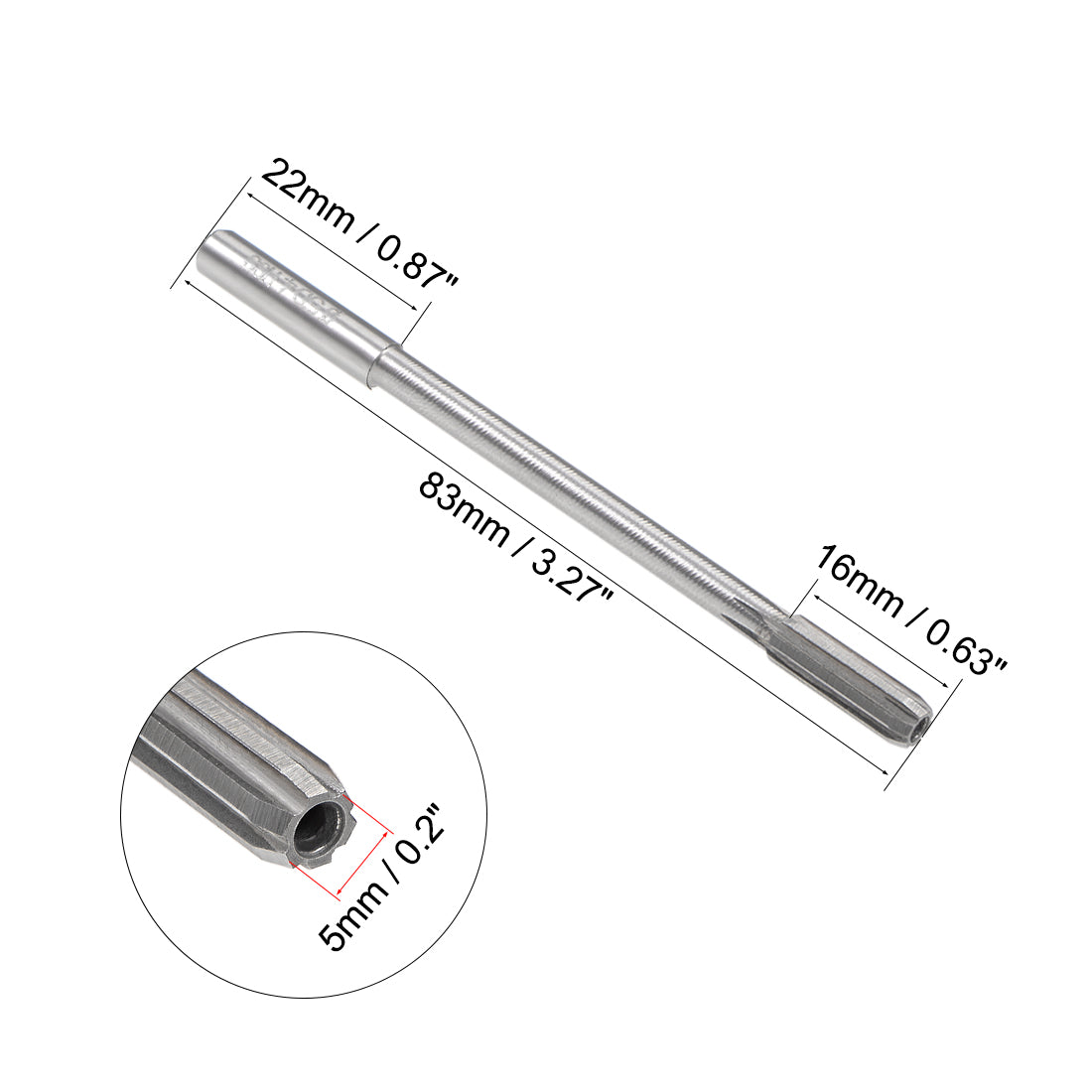 Harfington 5mm Chucking Reamer HSS H8 6 Straight Flutes Machine Milling Cutter Tool
