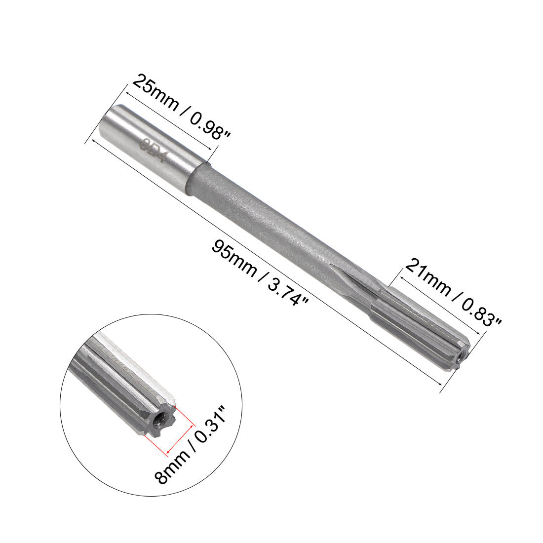 Harfington Straight Shank HSS H8 Chucking Reamer Machine Milling Cutter Tool