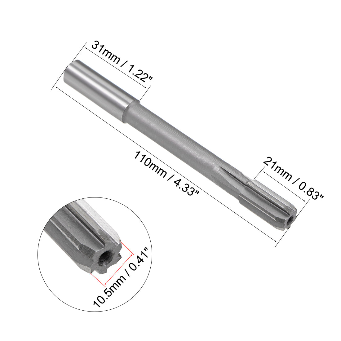 Harfington Straight Shank HSS H8 Chucking Reamer Cutting Dia Machine Milling Cutter Tool