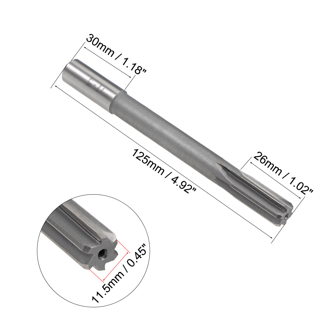 Harfington Straight Shank HSS H8 Chucking Reamer Cutting Dia Machine Milling Cutter Tool