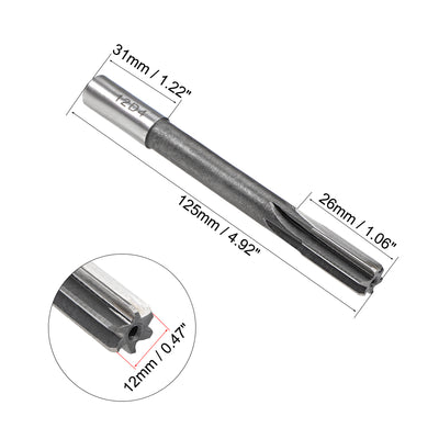 Harfington 12mm Chucking Reamer HSS H8 6 Straight Flutes Machine Milling Cutter Tool