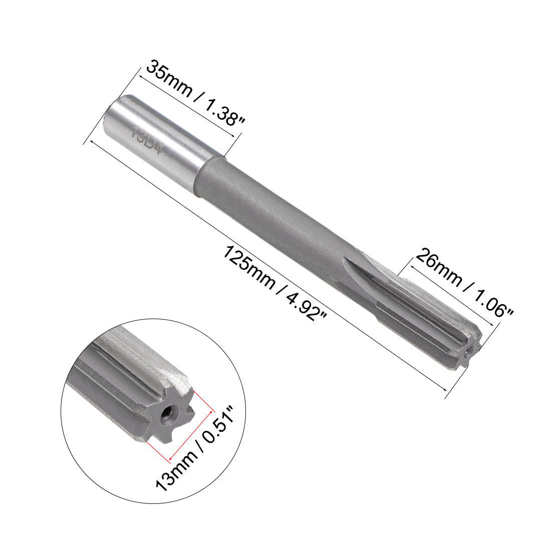 Harfington Straight Shank HSS H8 Chucking Reamer Cutting Dia Machine Milling Cutter Tool