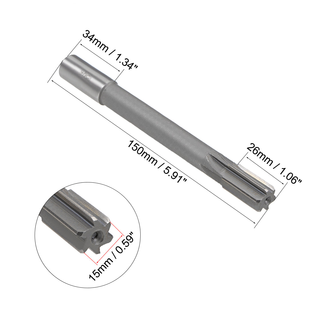 Harfington Straight Shank HSS H8 Chucking Reamer Cutting Dia Machine Milling Cutter Tool