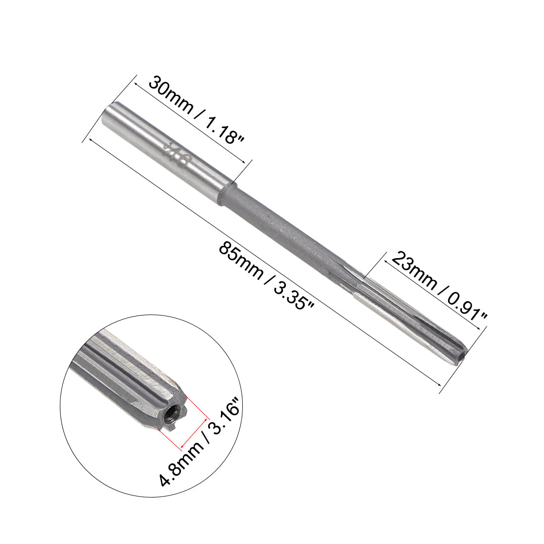 Harfington Straight Shank HSS H8 Chucking Reamer Machine Milling Cutter