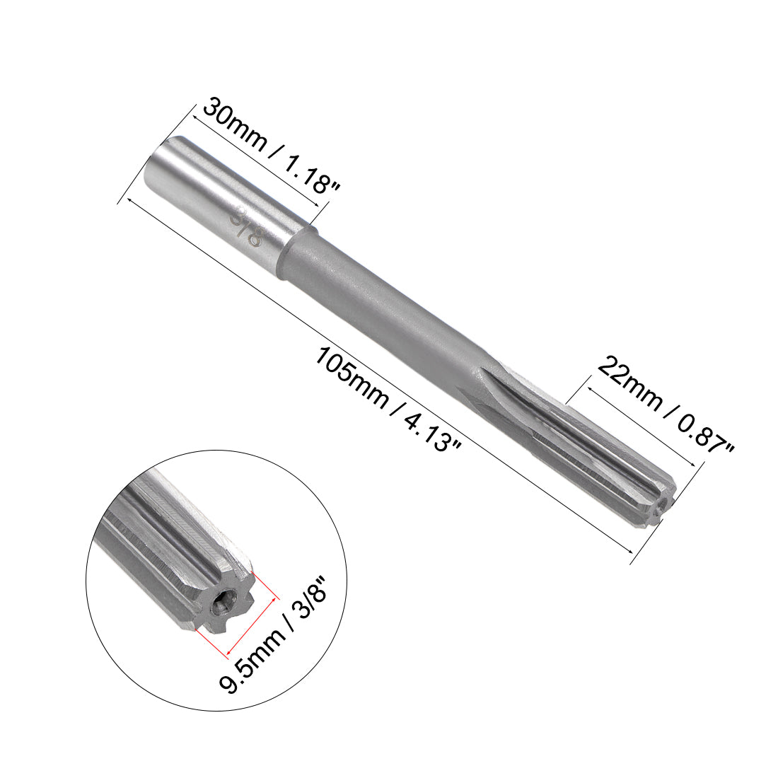 Harfington Straight Shank HSS H8 Chucking Reamer Machine Milling Cutter
