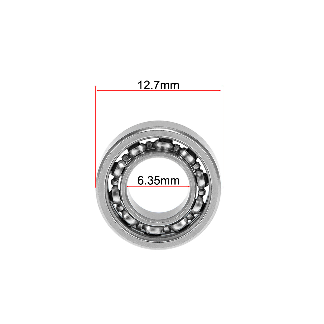 Harfington R188 Deep Groove Ball Bearing 1/4"x1/2"x3/16" Open Type Chrome Steel Bearings 2pcs