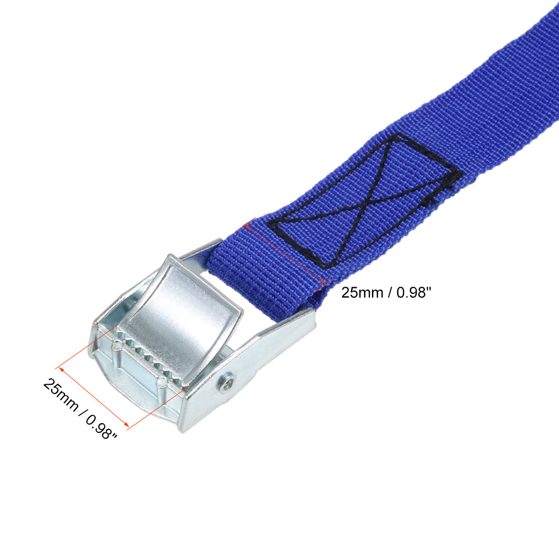 Harfington 0.8M x 25mm Lashing Strap Cargo Tie Down Straps w Cam Lock Buckle 250Kg Work Load, Blue, 2Pcs