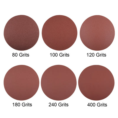 Harfington 8-inch Hook and Loop Sanding Discs Assortment, 80/100/120/180/240/400-Grits Aluminum Oxide Flocking Sandpaper for Random Orbital Sander 30pcs