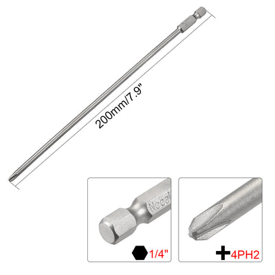Harfington 1/4-Inch Hex Shank 200mm Length Phillips 4PH2 Magnetic Screw Driver S2 Screwdriver Bits