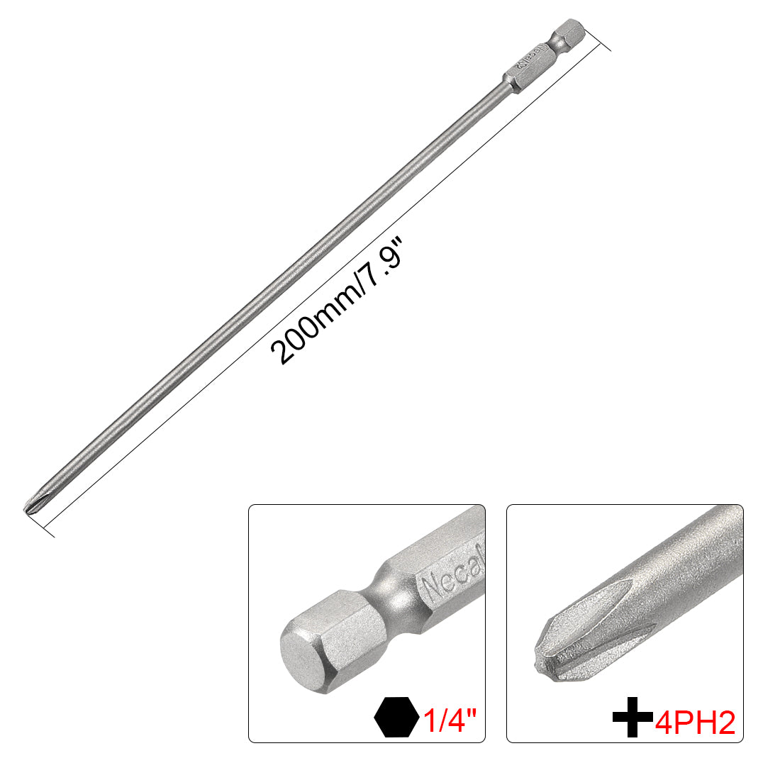 Harfington 1/4-Inch Hex Shank 200mm Length Phillips 4PH2 Magnetic Screw Driver S2 Screwdriver Bits