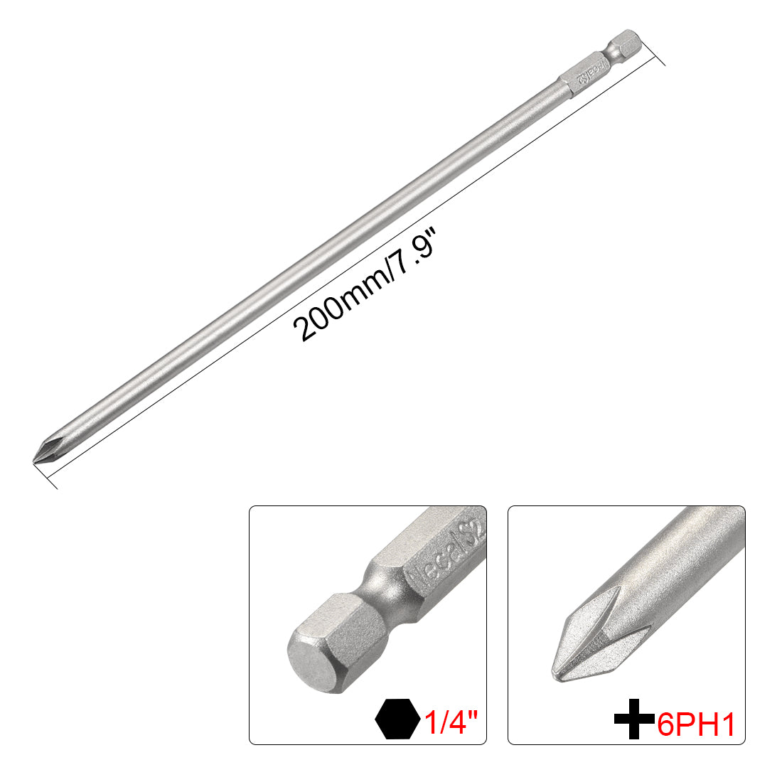 Harfington 1/4-Inch Hex Shank 200mm Length Phillips 6PH1 Magnetic Screw Driver S2 Screwdriver Bits