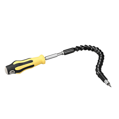 Harfington Flexible Extension Screwdriver Bit Holder Magnetic Extention Hex Shaft Screw Drill Connection Tip ,11.8 inch Flex Shaft,1/4''-Hexagon Drill