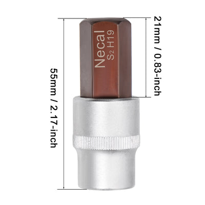 Harfington 1/2" Drive x 19mm Hex Bit Socket, Standard Metric, S2 & Cr-V Steel