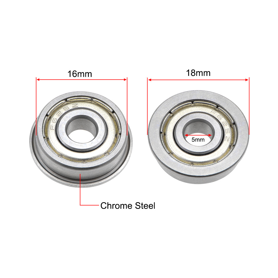 Harfington Flange Deep Groove Ball Bearings Double Shield Chrome Steel