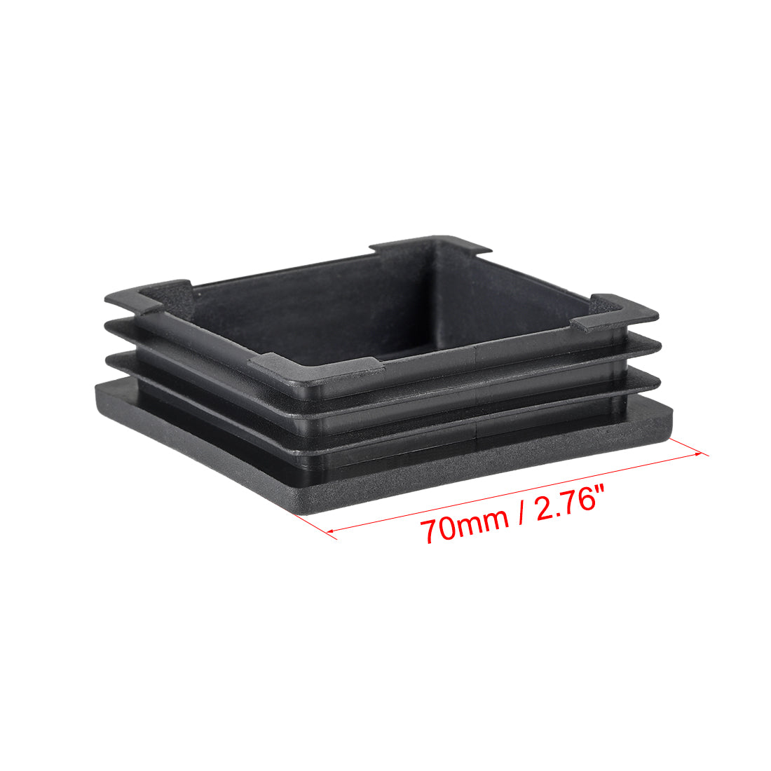 Harfington 12Pcs 70mmx70mm(2.76inch) Plastic Tubing Plug Square Post End Caps for Handrail Stair Newel Guardrail Tube Black