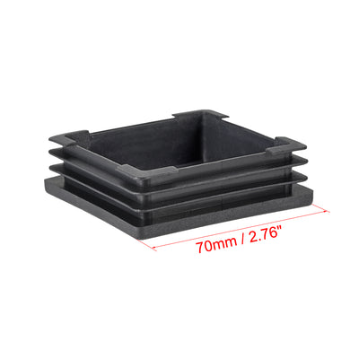Harfington 12Pcs 70mmx70mm(2.76inch) Plastic Tubing Plug Square Post End Caps for Handrail Stair Newel Guardrail Tube Black