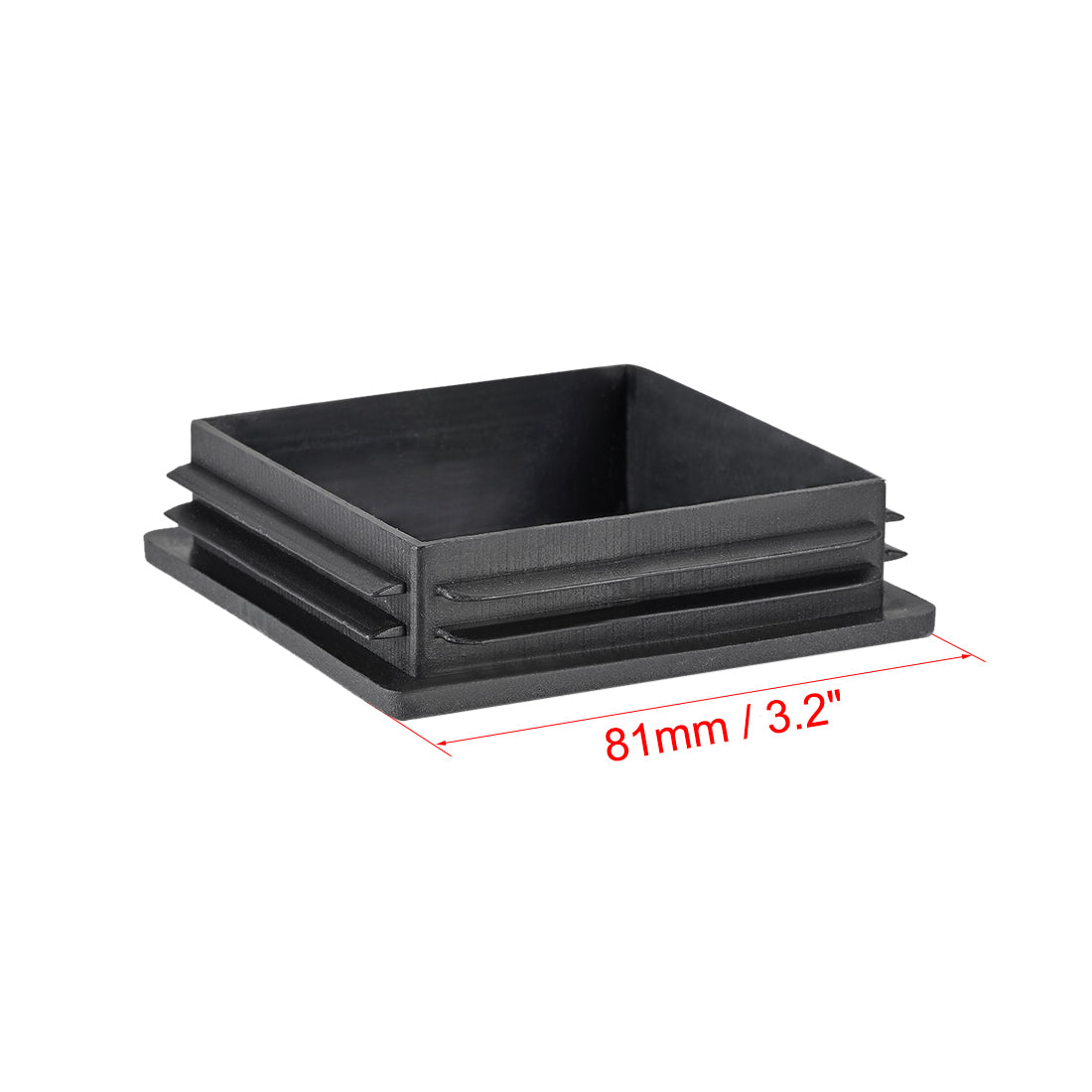 Harfington 12Pcs 81mmx81mm(3.2inch) Plastic Tubing Plug Square Post End Caps for Handrail Stair Newel Guardrail Tube Black