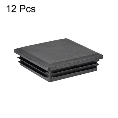 Harfington 12Pcs 81mmx81mm(3.2inch) Plastic Tubing Plug Square Post End Caps for Handrail Stair Newel Guardrail Tube Black