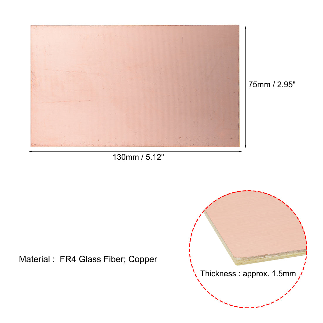 Harfington 130x75mm Single-Sided Copper Clad Laminate PCB Circuit Board FR4 1.5mm Thickness DIY Prototyping PCB Board