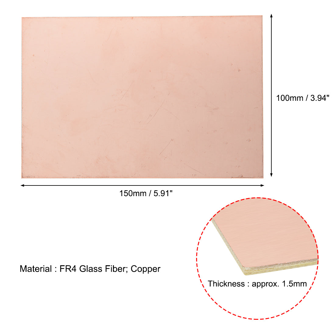 Harfington 15Pcs 150x100mm Double-Sided Copper Clad Laminate PCB Circuit Board FR4 1.5mm Thickness DIY Prototyping PCB Board