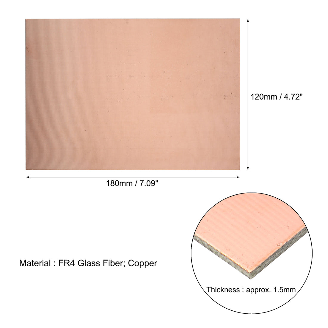 Harfington 180x120mm Single-Sided Copper Clad Laminate PCB Circuit Board FR4 1.5mm Thickness DIY Prototyping PCB Board