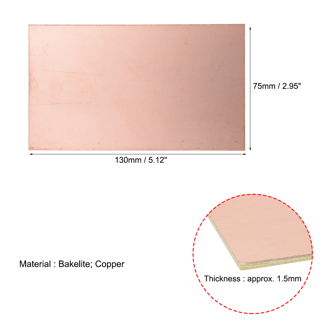 Harfington 15pcs 130x75mm Single-Sided Copper Clad Laminate PCB Circuit Bakelite Board 1.5mm Thickness DIY Prototyping PCB Board