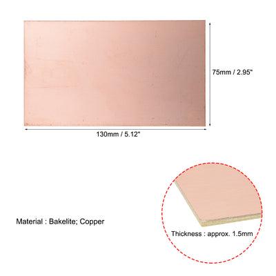 Harfington 15pcs 130x75mm Single-Sided Copper Clad Laminate PCB Circuit Bakelite Board 1.5mm Thickness DIY Prototyping PCB Board