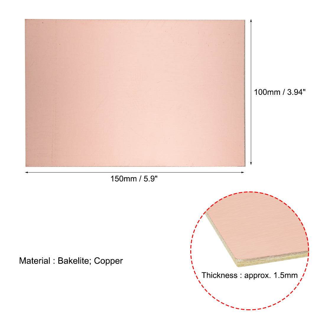 Harfington 150x100mm Single-Sided Copper Clad Laminate PCB Circuit Bakelite Board 1.5mm Thickness DIY Prototyping PCB Board