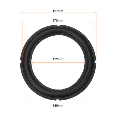 Harfington 197mm Speaker Rubber Edge Folding Ring Horn Replacement Parts for Speaker  Black