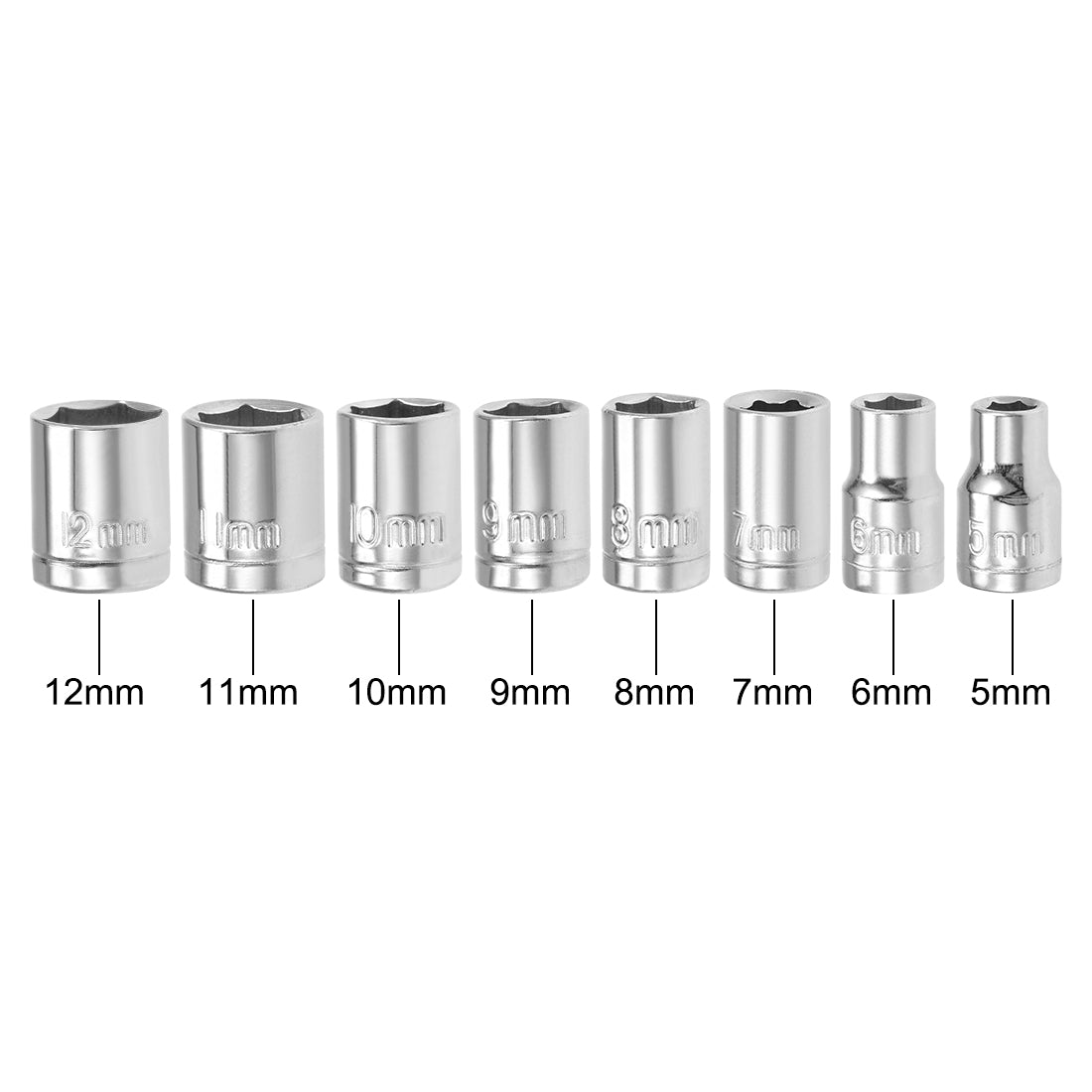 Harfington 1/4-Inch Drive Hex Socket Set 5mm - 12mm Metric Cr-V, 2 Set