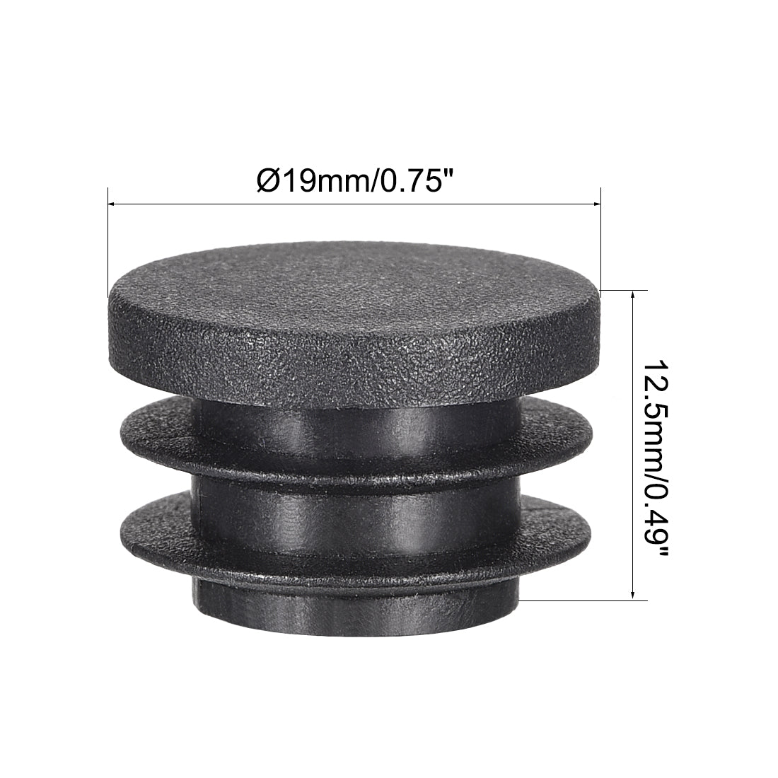 Harfington 0.75" Round Black PE Tubing End Cap Steel Furniture Pipe Tube Cover Insert 100 Pcs