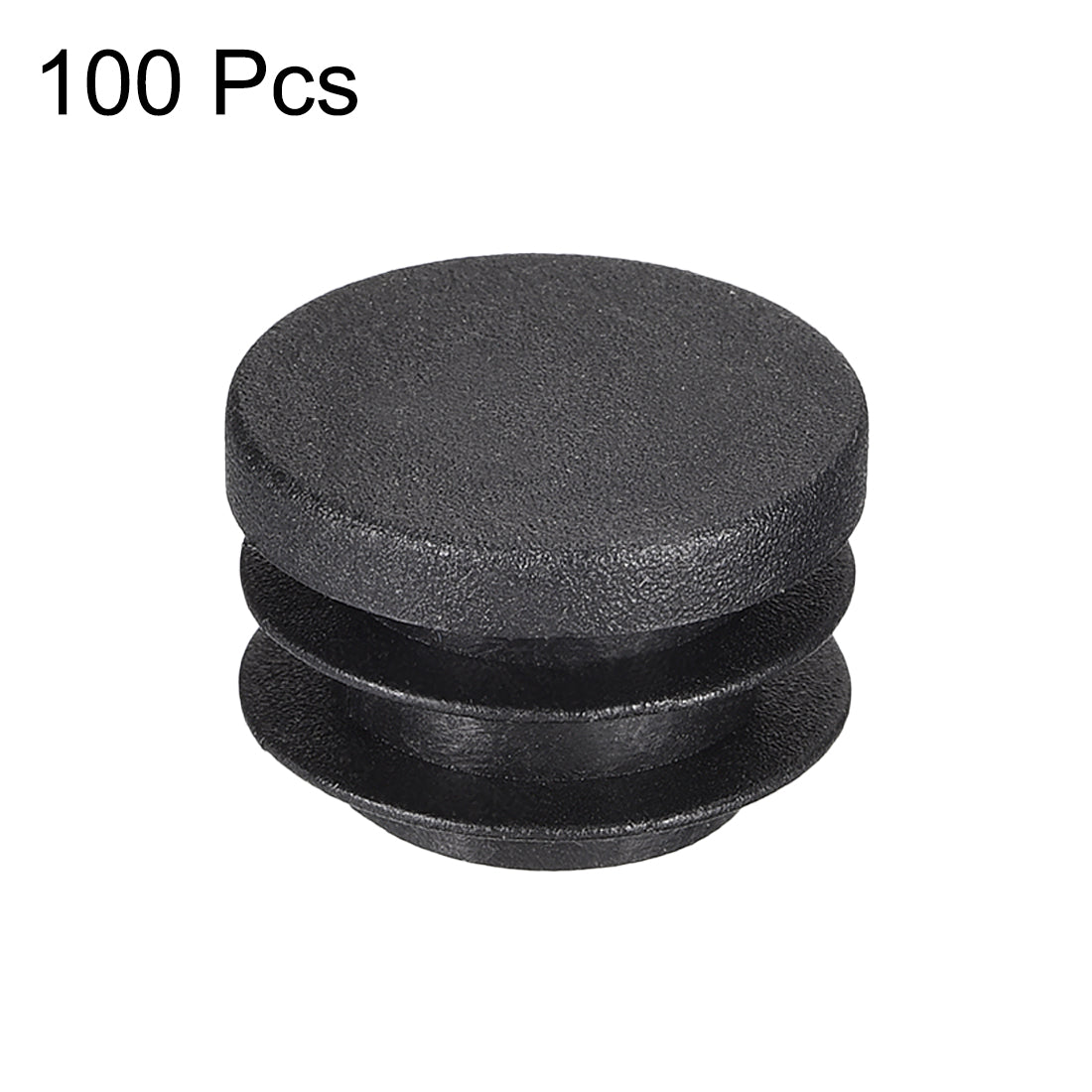 Harfington 0.75" Round Black PE Tubing End Cap Steel Furniture Pipe Tube Cover Insert 100 Pcs