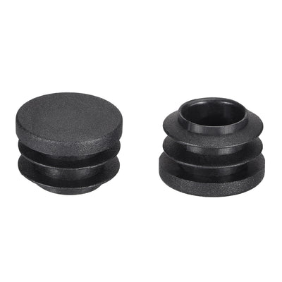 Harfington 0.75" Round Black PE Tubing End Cap Steel Furniture Pipe Tube Cover Insert 100 Pcs