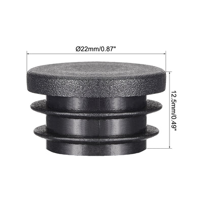 Harfington 0.87" Round Black PE Tubing End Cap Steel Furniture Pipe Tube Cover Insert 10 Pcs
