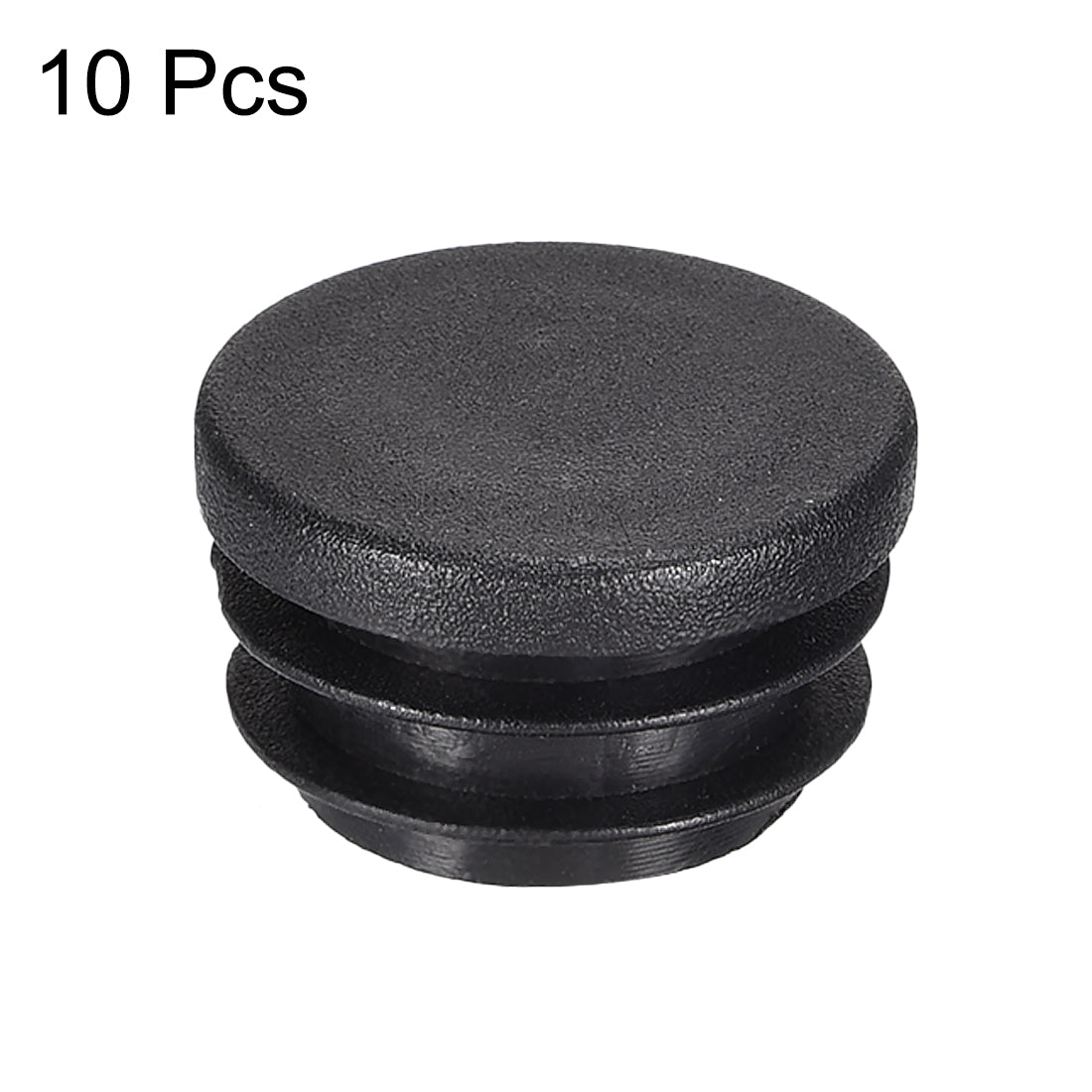 Harfington 0.87" Round Black PE Tubing End Cap Steel Furniture Pipe Tube Cover Insert 10 Pcs