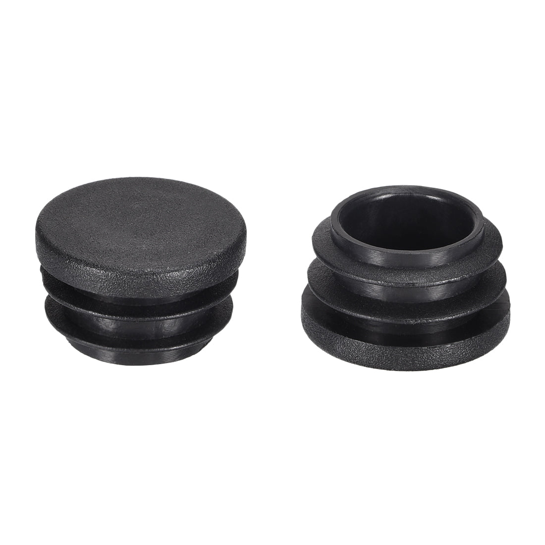 Harfington 0.87" Round Black PE Tubing End Cap Steel Furniture Pipe Tube Cover Insert 10 Pcs