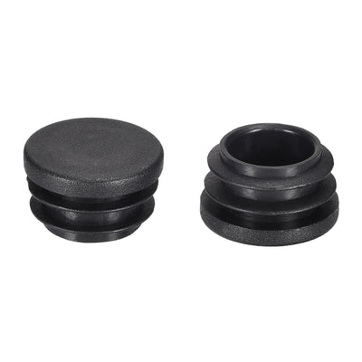 Harfington 0.87" Round Black PE Tubing End Cap Steel Furniture Pipe Tube Cover Insert 10 Pcs