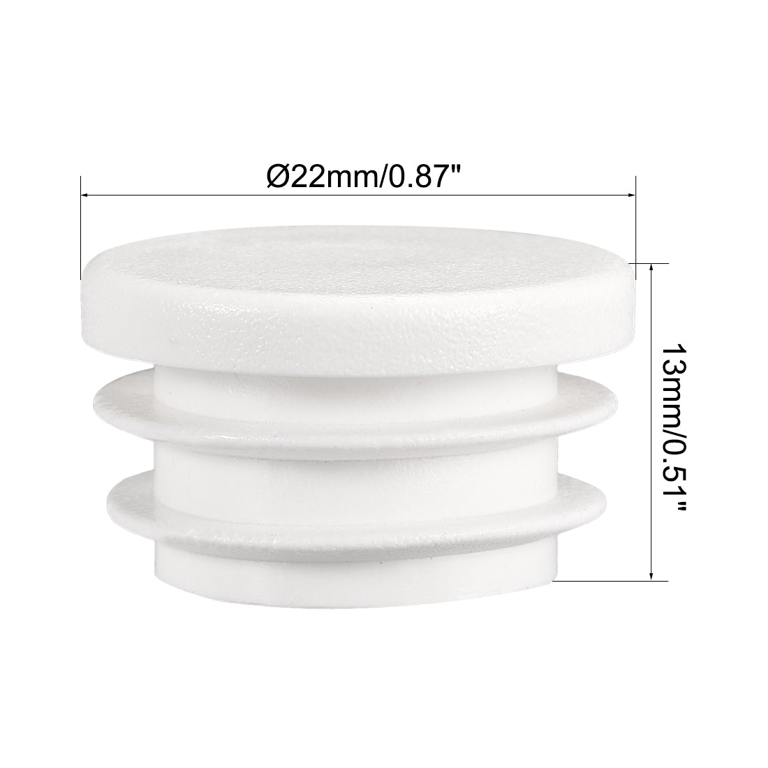 Harfington 0.87" Round White PE Tubing End Cap Steel Furniture Pipe Tube Cover Insert 10 Pcs