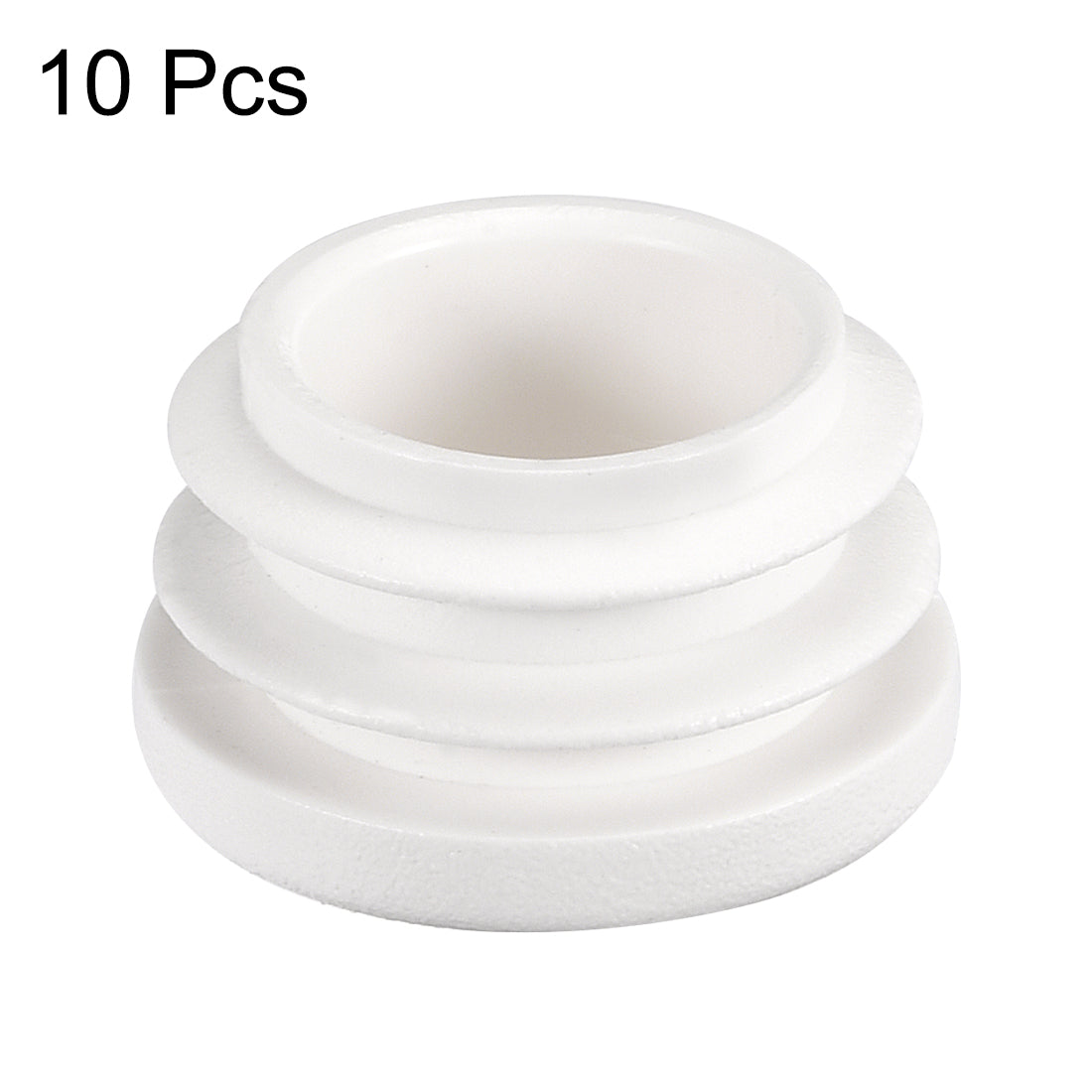 Harfington 0.87" Round White PE Tubing End Cap Steel Furniture Pipe Tube Cover Insert 10 Pcs