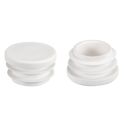 Harfington 0.87" Round White PE Tubing End Cap Steel Furniture Pipe Tube Cover Insert 10 Pcs