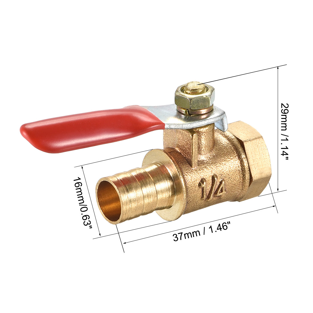 Harfington Brass Air Ball Valve Shut-off Switch Female to Hose Barb Pipe Tubing Fitting Coupler 180 Degree Operation Handle