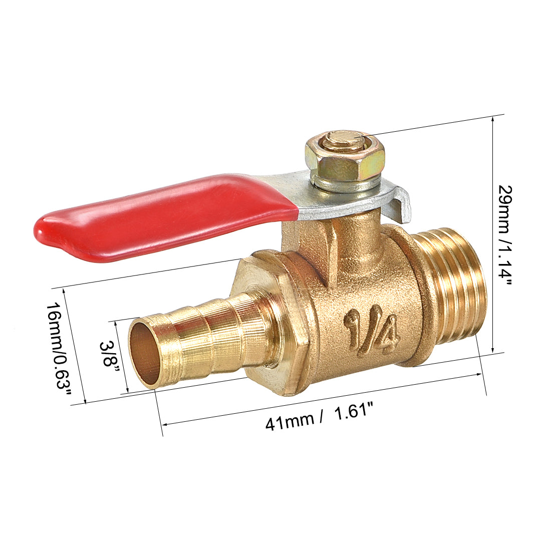 Harfington Brass Air Ball Valve Shut-off Switch Male to Hose Barb Pipe Tubing Fitting Coupler 180 Degree Operation Handle