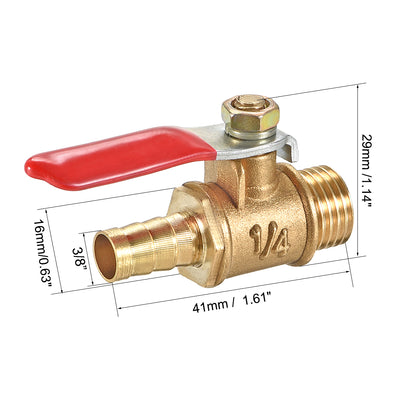 Harfington Brass Air Ball Valve Shut-off Switch Male to Hose Barb Pipe Tubing Fitting Coupler 180 Degree Operation Handle