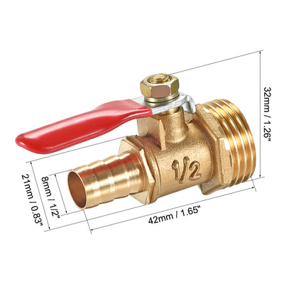 Harfington Brass Air Ball Valve Shut-off Switch Male to Hose Barb Pipe Tubing Fitting Coupler 180 Degree Operation Handle