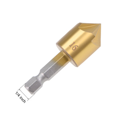 Harfington Countersink Drill Bit Set HSS 90 Degree 1/4" Hex Shank 5 Flute Bit 6mm-19mm 6Pcs