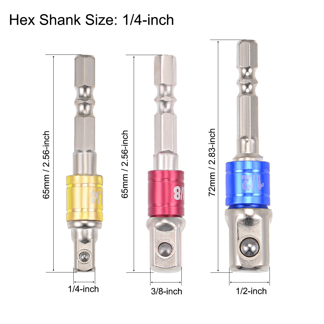 Harfington Square Driver Extension Impact Grade Socket Adapter Set, Hex Shank Bit for Power Drills