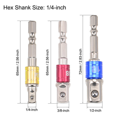 Harfington Square Driver Extension Impact Grade Socket Adapter Set, Hex Shank Bit for Power Drills