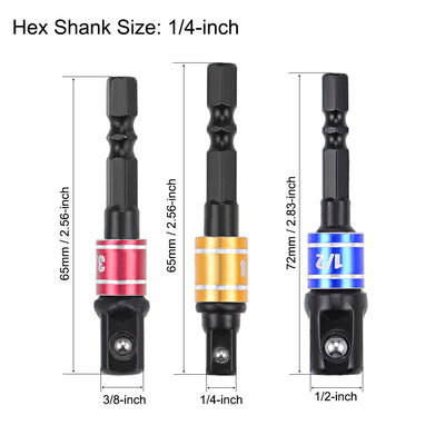 Harfington Square Driver Extension Impact Grade Socket Adapter Set, Hex Shank Bit for Power Drills