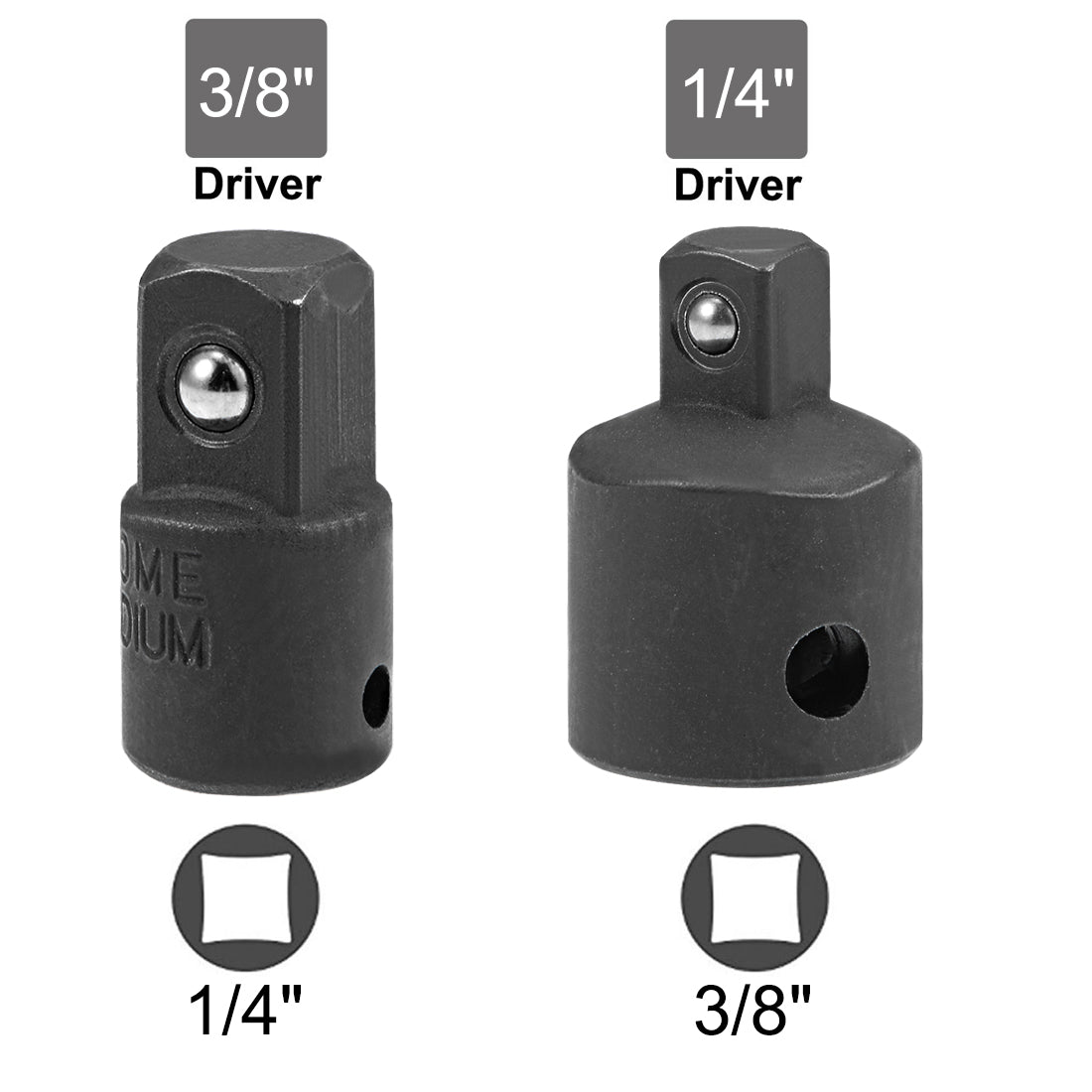 Harfington Socket Reducer and Adapter Set of 4 Pcs, Female to Male, Cr-V (Black)