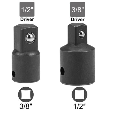 Harfington Socket Reducer and Adapter Set of 4 Pcs, Female to Male, Cr-V (Black)